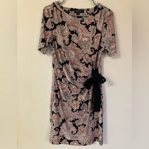 Moving Sale! Chic Paisley Dress with Black Bow